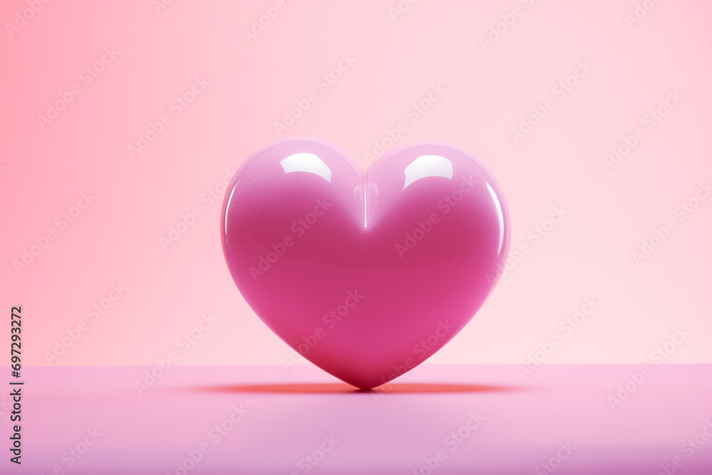 Pink valentine heart on a pastel pink background. Love concept.