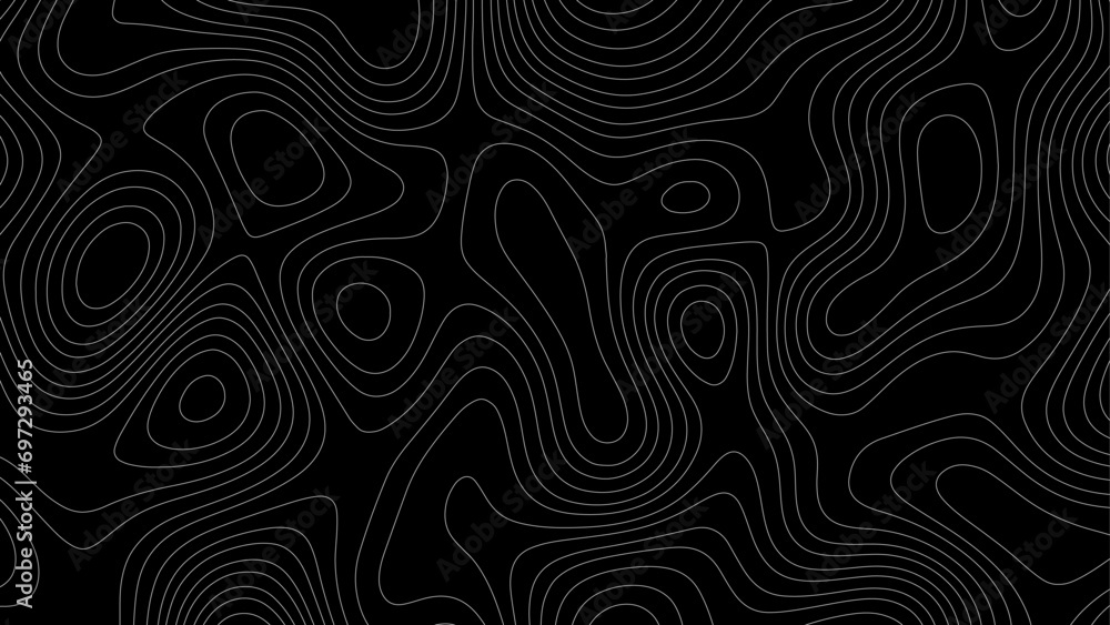 Topographic map. Topographic map lines, contour background. Abstract wavy curve geography topography lines contours map background. Topography white wave lines vector background.