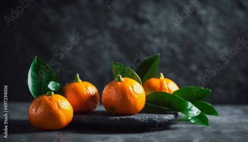 Dolcezza autunnale- mandarini succosi su fondale scuro photo