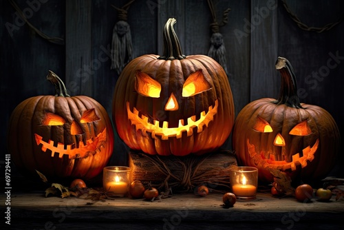 scary halloween pumpkins background
