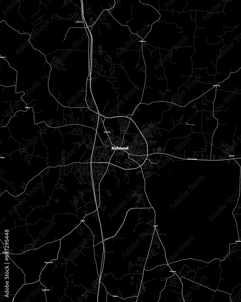 Richmond Kentucky Map, Detailed Dark Map of Richmond Kentucky