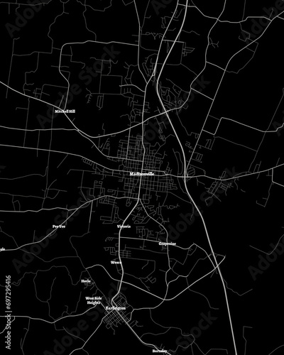 Madisonville Kentucky Map, Detailed Dark Map of Madisonville Kentucky photo