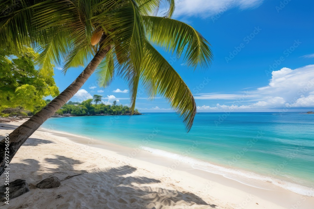 beach with palm trees, Tropical and Beach Island Landscape Beautiful View