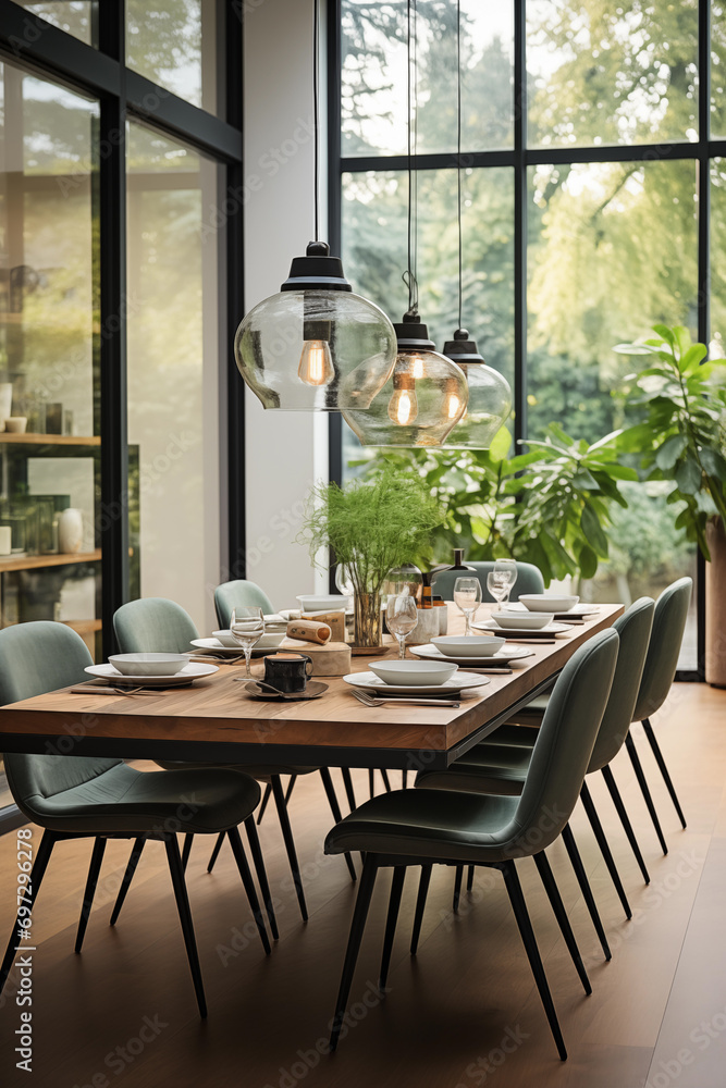 Fototapeta premium table and chairs in a restaurant