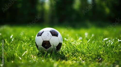 Soccer ball on green grass © BrandwayArt