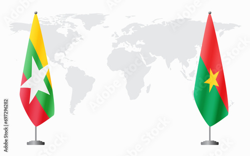  Myanmar and Burkina Faso flags for official meeting