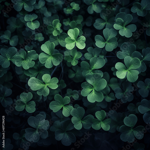 Green shamrock clover leaves natural background green St. Patrick's day