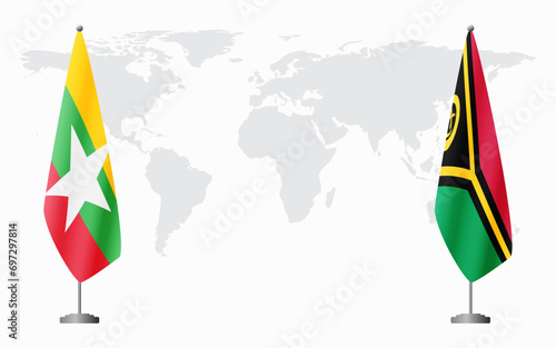  Myanmar and Vanuatu flags for official meeting