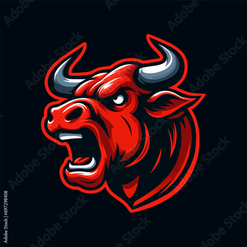 red bull head mascot logo template