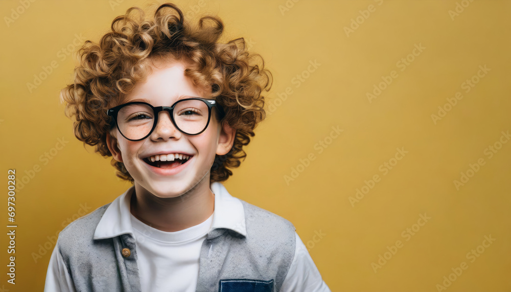 Smiling Schoolboy Exudes Joy and Happiness in Studio Portrait Smiling Schoolboy Exudes Joy and Happiness in Studio Portrait