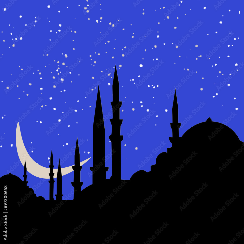Φωτογραφία Perfect Islamic background vector for Ramadan, Kandil, Laylat al-Qadr, or Kadir Gecesi themes, featuring a mosque
