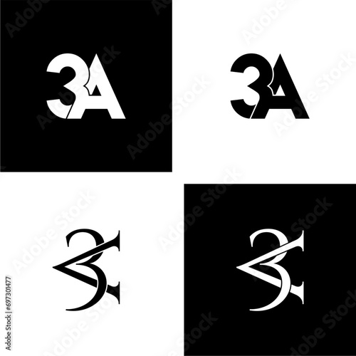 3a lettering initial monogram logo design set