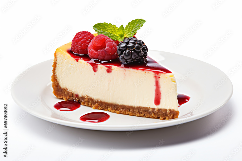 a piece of cheesecake with berries on top a piece of cheesecake with berries on top
