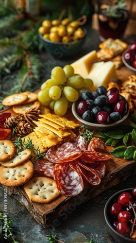 Christmas charcuterie boards with meat and cheese appetizers