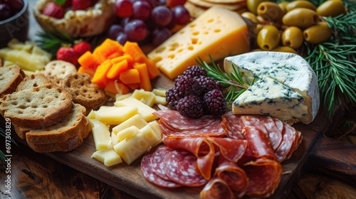 Christmas charcuterie boards with meat and cheese appetizers photo