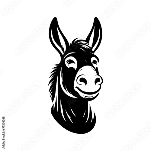 Funny donkey portrait. Vector illustration.