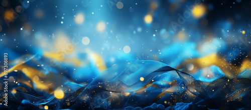 Abstract background with blue-yellow glowing trails