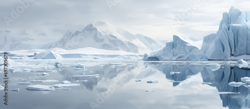 Landscape with icebergs and glaciers in the polar region photo
