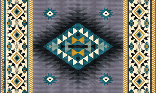 American ethnic native pattern.Traditional Navajo,Aztec,Apache,Southwest and Mexican style fabric pattern.Abstract vector motifs pattern.Design for fabric,clothing,blanket,carpet,woven,wrap,decoration