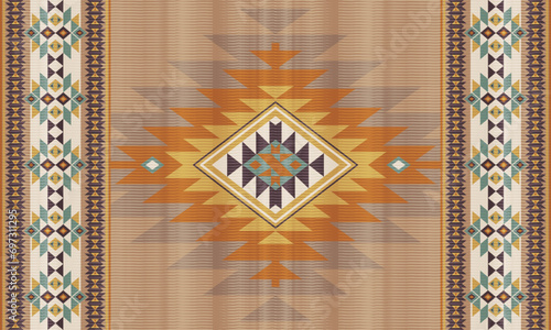 American ethnic native pattern.Traditional Navajo,Aztec,Apache,Southwest and Mexican style fabric pattern.Abstract vector motifs pattern.Design for fabric,clothing,blanket,carpet,woven,wrap,decoration