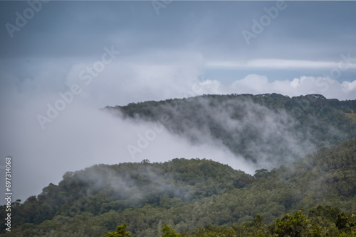 Mist across the forested slopes of Karisimbi volcano, Rwanda photo