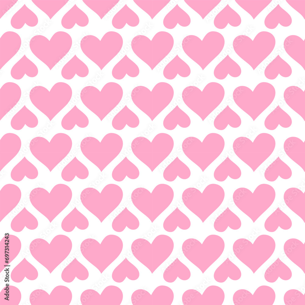 Soft pink heart shape, love symbol, seamless pattern design template