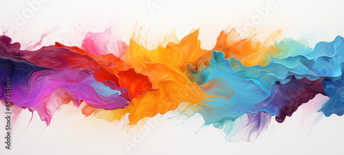 Abstract rainbow watercolor plashes on white background