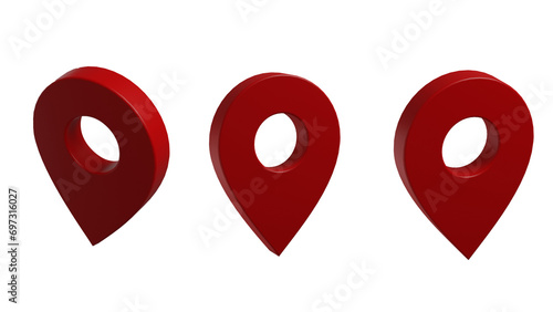 3D Realistic Location Icon Pin GPS Navigation Pointer Map Direction Travel Place 