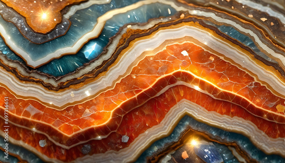 Naklejka premium Jaspis, piękny kamień szlachetny, o pomarańczowej barwie i ciekawej strukturze, tekstura kafelkowa, tło, generative ai