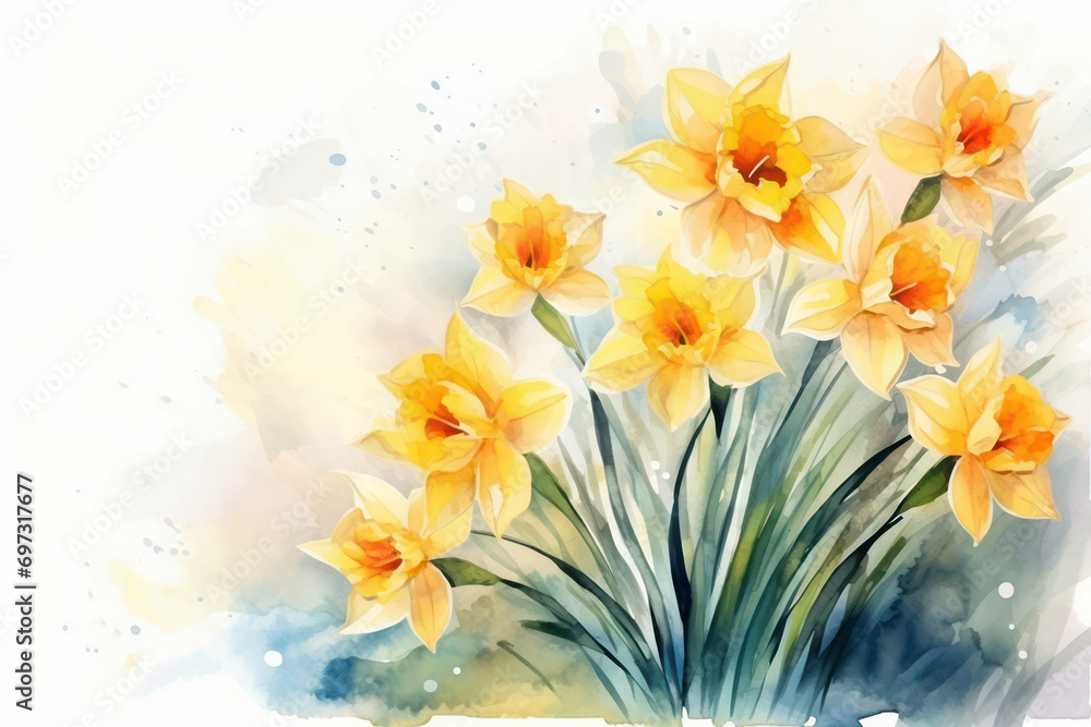 Garden yellow daffodil plant bouquet nature spring narcissus easter seasonal flower floral background green