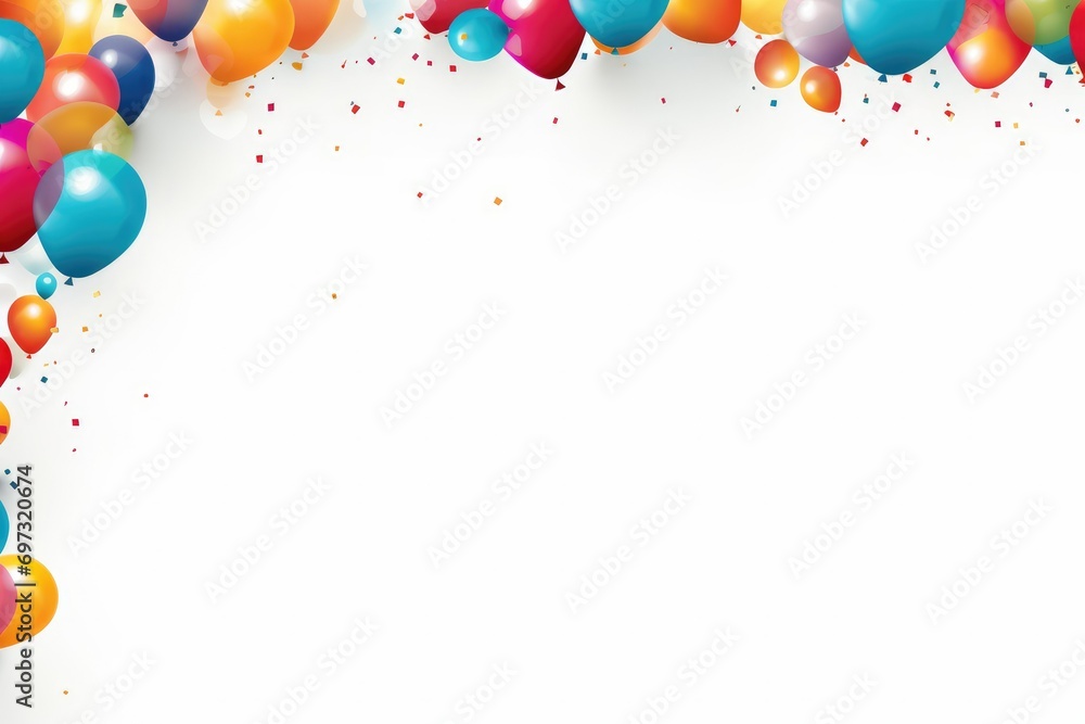 Birthday border with balloons on a white background, romantic background , Ai generated Birthday border with balloons on a white background, romantic background , Ai generated