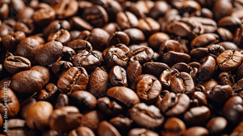 Close up coffee beans texture. Caffeine drink