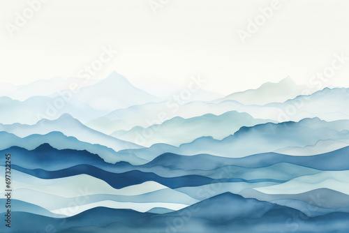 Background art hill view mountains landscape illustration watercolor nature background blue sky drawing