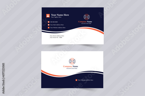 Creative and modern business card vector template. Horizontal layout. Portrait orientation vector illustration.