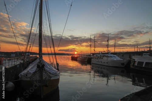 Photography Sunset in the port of Oslo, the capitol of Norway