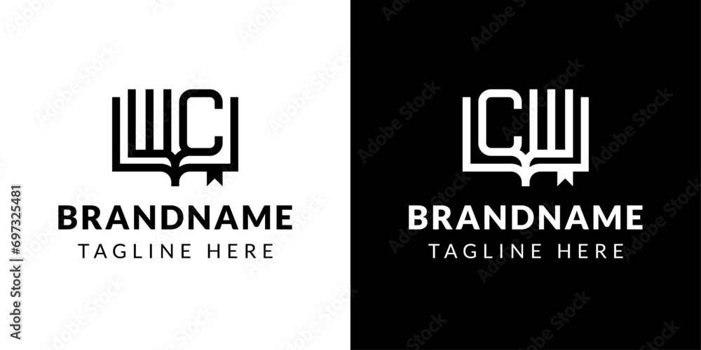 Letter CW and WC Book Logo, suitable for business related to book with CW or WC initials Letter CW and WC Book Logo, suitable for business related to book with CW or WC initials