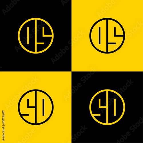 Simple DS and SD Letter Circle Logo Set, suitable for business with DS or SD initials