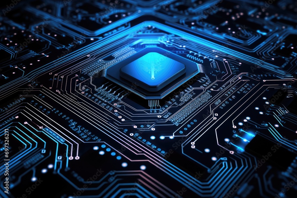Circuit board background. 3d rendering, 3d illustration, AI Generated