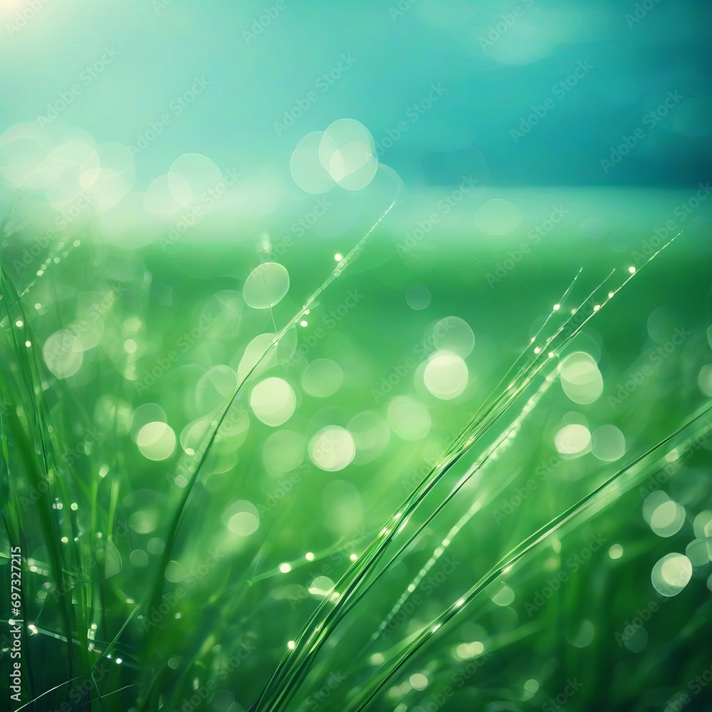 fresh green grass meadow bokeh - ecology background