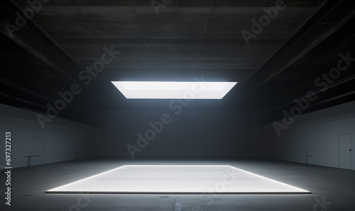 Empty cement building interior background and lighting concept