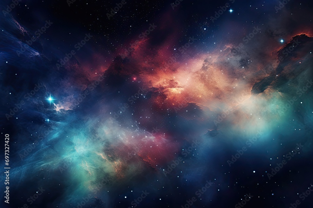 Nebula and galaxies in space. Elements of this image furnished by NASA, AI Generated