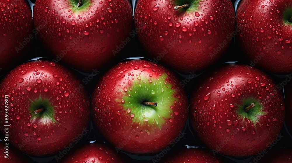 green and red apples with a water splash effect on a black background. generative AI green and red apples with a water splash effect on a black background. generative AI