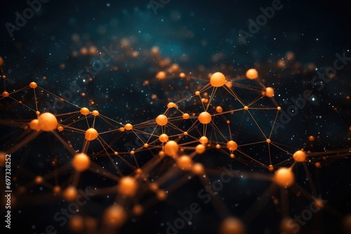 Abstract connection structure with dots and lines. Technology background. 3D rendering, AI Generated
