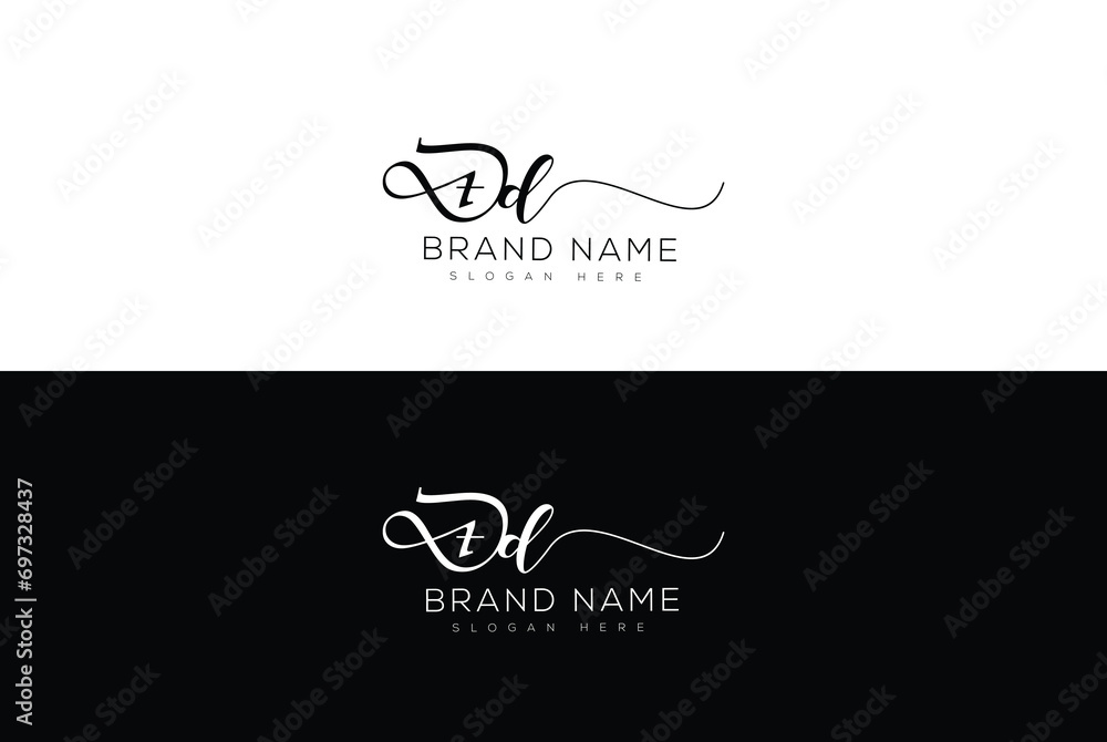 Ad initial handwriting signature logo design lettering - obrazy, fototapety, plakaty 