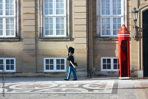  Royal Gard near Amalienborg Palace in Copenhagen, Denmark