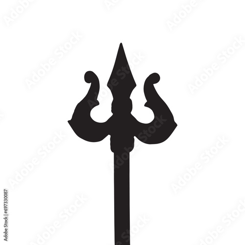 Trishul or trident is the weapon of Siva silhouette. trident symbol vector.