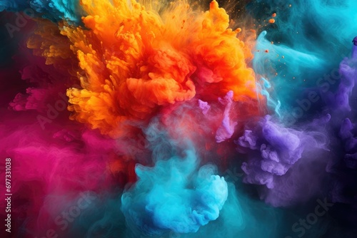 Fototapeta Colorful abstract powder explosion on black background
