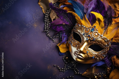 Banner with carnival mask, mardi gras mask background © lublubachka
