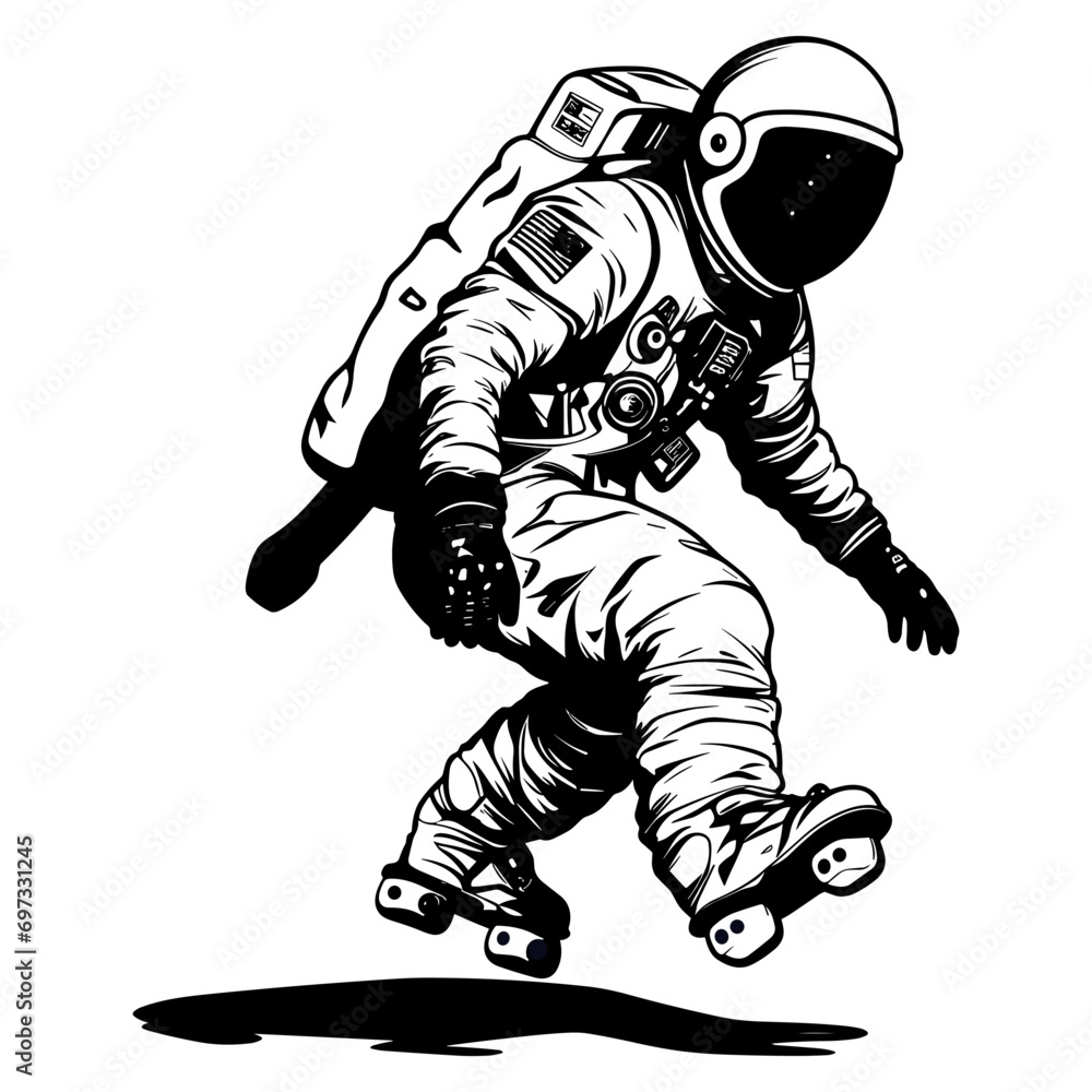 Astronaut vector black line illustration isolated white Astronaut vector black line illustration isolated white
