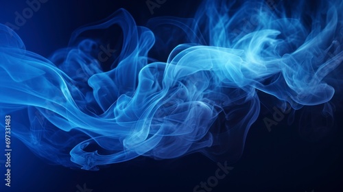 Ethereal Blue Smoke Waves Against Dark Background Creating Mystical Atmosphere